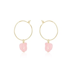 Pendientes de Aro de Cuarzo Rosa de 8-10mm para Mujer, Joyería Colgante de Piedra Natural, Pendientes de Gota de Moda con Piedra de Nacimiento - Product Image 1