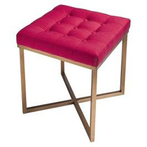 Tabouret ottoman de qualité export, personnalisé, en tissu de coton brodé, style formel, utilisable toute l'année, couleur rouge - Product Image 3