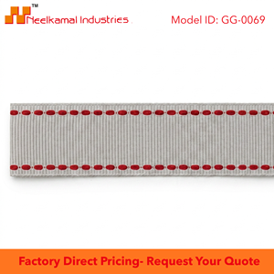 25mm Soft Gray Red Edge Stitch Grosgrain <b>Ribbon</b> Wholesale Bulk Supplier for Hair Accessories Apparel Trims Event Decor Crafts - Product Image 6