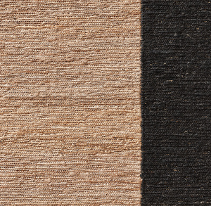 Tapis de salon rectangulaire en jute tressé à la main, motif rayé scandinave noir sumac, beige naturel, écologique et antidérapant - Product Image 2