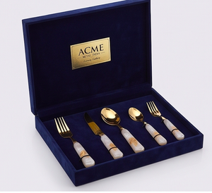 ชุดช้อนส้อมทอง ACME พร้อมด้ามจับเรซิ่นลายมุก ขัดเงาอย่างดี หรูหราทันสมัย เหมาะสำหรับโต๊ะอาหารและงานแต่งงาน - Product Image 3