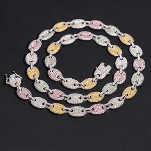 Luxury Multicolor Moissanite Brilliant Cut <b>Link</b> Necklace Hip Hop <b>Jewellery</b> Iced Statement Chain 925 Sterling Silver Plated for - Product Image 4
