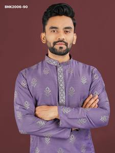 New Arrival Viscose Silk with Sequence Embroidery Butta work Full-Sleeve Above-Knee Length <b>Kurta</b>-Cotton Payjama Indian Exporter - Product Image 6