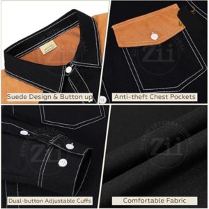 Camisas FR color caqui para hombre con certificación UL, resistentes al fuego, DA DA-547, nivel D de protección para petróleo y gas, NFPA 2112 para categoría 2, 100 % algodón - Product Image 5