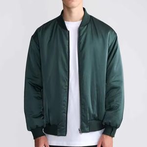Women's Stand Collar Front <b>Zipper</b> Satin Bomber <b>Jacket</b> Customized Best Design High Quality Men's Bomber <b>Jacket</b> - Product Image 1