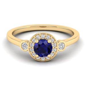 Bagues REYES en or massif 14 carats de haute qualité avec saphir bleu taille ronde 0,5 carat pour femmes, bijoux fins certifiés Moissanite - Product Image 5