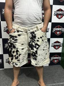 Men's Hair On Cowhide Leather Shorts Animal Print Bermuda Style Synthetic Latex Style Clubwear <b>Hot</b> <b>Pants</b> Sexy Punk Rock - Product Image 1