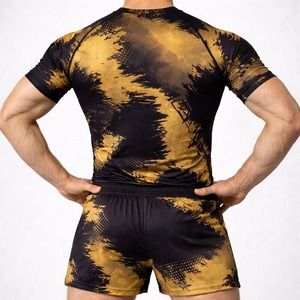 Ensemble Rash Guard de Compression Unisexe No-Gi BJJ pour Entraînement MMA – T-shirt et Short Respirants en Tissu Extensible Anti-Bactérien à Séchage Rapide Personnalisable - Product Image 3