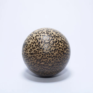 Bela Artisan Handmade Exotic Palm Wood Ball Cabinet <b>Knobs</b> | Natural Grain <b>Furniture</b> Pulls Brass Base | Decorative Wooden <b>Handles</b> - Product Image 1
