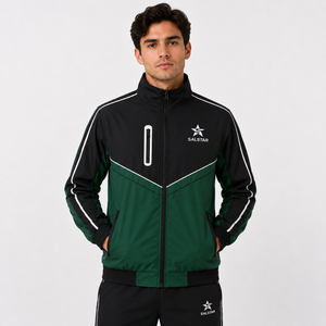 Vêtements d'extérieur performants, capuche et poignets ajustables, veste coupe-vent athlétique durable, veste streetwear bicolore au design tendance - Product Image 1