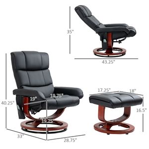 Sillón Reclinable Eléctrico Negro con Reposapiés, 10 Puntos de Vibración y Bolsillo Lateral para Mayor Comodidad - Product Image 2