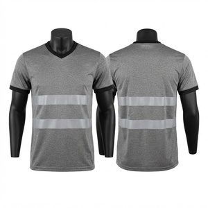 เสื้อยืดทำงานผ้าฝ้าย/ใยไผ่พรีเมียม 150 GSM สีเทา แถบสะท้อนแสง คอกลม แบบสั่งทำพิเศษ ชุดยูนิฟอร์มทำงานเพื่อความปลอดภัย ป้องกันรังสียูวี ระบายอากาศได้ดี - Product Image 1