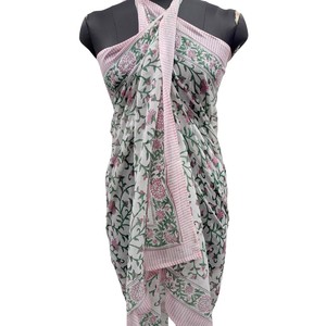 Block Print Scarves Indian Cotton <b>Sarong</b> Handmade Cotton Beach Pareo Printed <b>Sarong</b> Cotton <b>Sarong</b> - Product Image 3