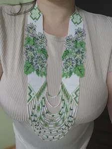 EXCLUSIVE DESIGN VINTAGE STYLE Handmade Ukrainian <b>Beaded</b> Gerdan Necklace Traditional Ethnic Gift for Women gifted, Christmas - Product Image 2