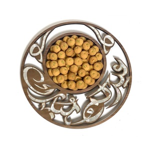 Plateau arabe en bois artisanal de qualité supérieure avec incrustations de nacre, fini à la main, pour servir lors des repas - Product Image 1