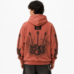 เสื้อสเวตเชิ้ตมีฮู้ดสีส้มสำหรับผู้ชาย ทรงโอเวอร์ไซส์ สวมใส่สบาย ลายฟุตบอล พร้อมลายพิมพ์ด้านหลัง ทรงปกติ เหมาะสำหรับใส่ในฤดูใบไม้ร่วง - Product Image 6
