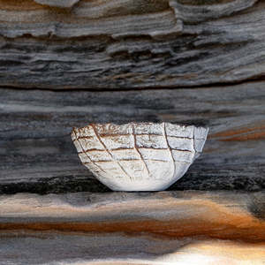 <b>Handmade</b> Ceramic Decorative Bowl Rustic Textured Cream White <b>Pottery</b> Serving Bowl for Modern Farmhouse Home Décor - Product Image 3