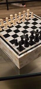 High Quality <b>Square</b> Bone Inlay Chess <b>Set</b> Luxury Decorative Board Game for Hotels and Gifts - Product Image 3