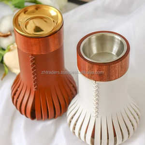 Artisan Collection New Design <b>Wood</b> & PU Leather Bakhoor <b>Burner</b> Handmade Mubkhar <b>for</b> Islamic Home Fragrance and Ramadan Gift - Product Image 5