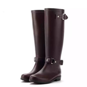 Botas de montar para mujer estilo western con cremallera trasera, de cuero genuino, botas largas de moda con tacón grueso hasta la rodilla - Product Image 3