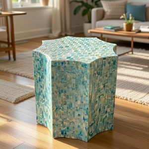 <b>Round</b> Bone Inlay Coffee <b>Table</b> Mother of Pearl Inlay Furniture Luxury Living Room Center <b>Table</b> with <b>Gold</b> Base Customized - Product Image 2