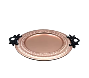 Round Gold Metal Charger <b>Plate</b> with Hammered Texture Glam Style Handmade Dinnerware for Party Table Setting - Product Image 6