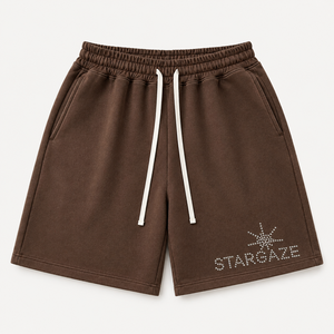 Shorts Bermuda en Coton Marron pour Homme avec Cordon de Serrage et Logo Brodé à la Ligne Inférieure, Style Décontracté, Taille Mi-Haute, Poches - Product Image 1