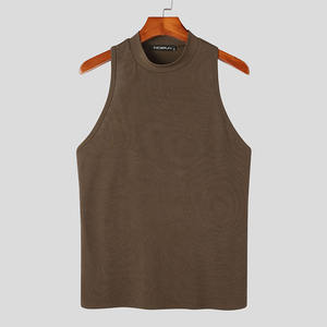 2023 Men Tank <b>Tops</b> Solid Color <b>Turtleneck</b> <b>Sleeveless</b> Knitted Casual Vests Summer Streetwear Fashion Men Clothing INCERUN S-5XL - - Product Image 2