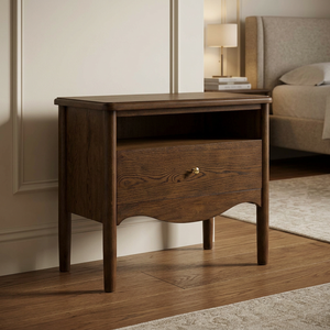 Table de chevet scandinave en bois avec 1 tiroir et étagère ouverte, écologique et durable, brun foncé - Product Image 6