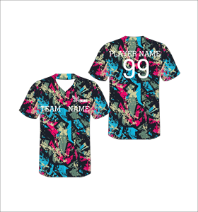Maillot de baseball personnalisé à motif graffiti abstrait, sublimation, boutonné, uniforme d'équipe sportive, t-shirt athlétique anti-humidité, OEM - Product Image 1