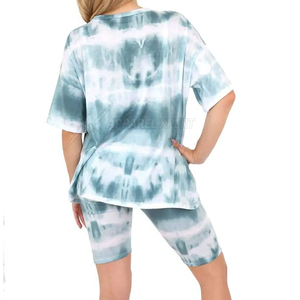 ชุดเซ็ต 2 ชิ้นสำหรับผู้หญิง เสื้อยืดแขนสั้นลำลองและกางเกงขาสั้น ชุดผ้าฝ้ายน้ำหนักเบา ระบายอากาศได้ดี แห้งเร็ว สำหรับสุภาพสตรี - Product Image 6