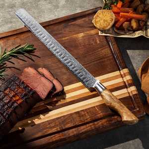 12 Inch Damascus Steel Brisket Knife Sycamore Wood Handle Professional Carving Knife for Meat Roasts Brisket Fruit Slicing - Product Image 5