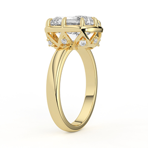 4ct cushion cut moissanite solitaire engagement <b>ring</b> 14k 18k yellow gold 8 prong <b>crown</b> undergallery vintage wedding band gra - Product Image 3