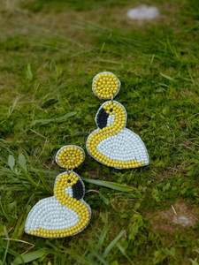 Pendientes Colgantes de Cuentas de Semillas con Diseño de Cisne, Bohemios, Unisex, Amarillo y Blanco, Joyería de Cuentas, de Moda, Elegantes, para Fiesta - Product Image 3