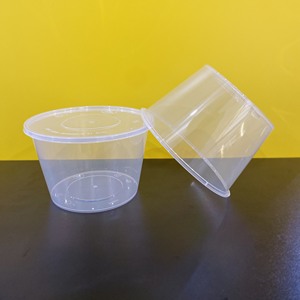 Envases de plástico redondos para alimentos, personalizados con impresión OEM, con tapas para almacenamiento de alimentos, transparentes y aptos para microondas. - Product Image 6
