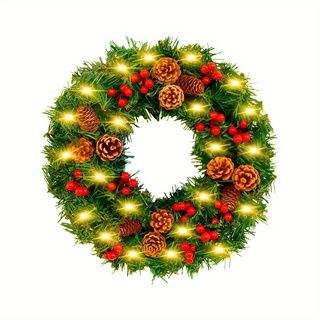 Pine cone wreath 60cm warm lights Color
