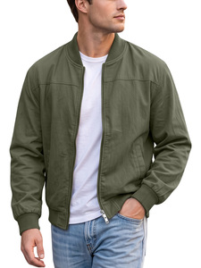 Chaqueta de Béisbol Estilo Americano para Hombre, Chaqueta Bomber con Cierre de Cremallera de Color Sólido, Bolsillo Lateral, Chaqueta Ligera Informal para Deportes al Aire Libre - Product Image 5