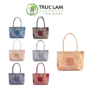 Sac de voyage artisanal Truc Lam, grand sac rectangulaire en taffetas avec motifs de feux d'artifice cousus à la main, sac tendance avec fermeture éclair - Product Image 6