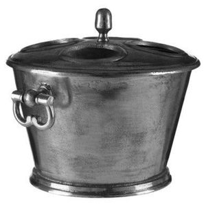 Seau à glace rustique en aluminium finition argent antique pour 4 bouteilles avec poignées – Bac à boissons moderne au meilleur prix - Product Image 1