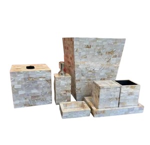 High Quality White MOP Toilet Accessories <b>Set</b> Luxury Mother of Pearl <b>Soap</b> Dispenser Elegant Bathroom Products Wholesale - Product Image 3