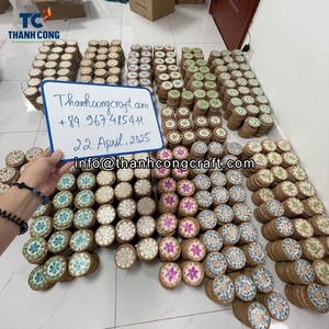Posavasos Ecológicos de Ratán con Incrustaciones de Madreperla, Diseño Floral Verde Menta, Estilo Mosaico Clásico, para Hogar y Restaurante, Disponibles en Stock - Product Image 3