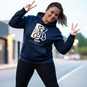 Sweat-shirt à capuche bleu marine avec motifs imprimés personnalisés, unisexe, coupe classique, logo sur le devant, vêtement décontracté en molleton pour l'hiver - Product Image 4