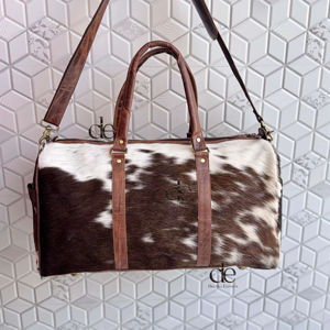 Nouveauté : Sac de voyage en cuir de vachette à poils, sac de voyage multi-usages, sac de voyage fait main en cuir de vachette à poils, sac unisexe - Product Image 1