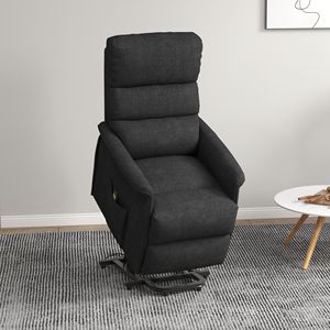 Poltrona Reclinabile Elettrica Moderna Nera con Telecomando, Reclinabile Completamente, Rivestimento in Pelle, Struttura in Legno, Girevole, Imbottita in Spugna - Product Image 2