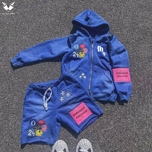 Ensemble unisexe personnalisé automne : sweat à capuche zippé en polaire de haute qualité et short de jogging délavé style vintage, veste zippée décontractée et short délavé soleil - Product Image 4