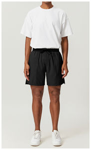 กางเกงขาสั้นลำลองผู้ชายผ้าแคนวาสผสมโพลีเอสเตอร์/คอตตอน เอวกลาง ผูกเชือก ปรับได้ ความยาวระดับเข่า พิมพ์โลโก้ตามสั่ง เป็นมิตรกับสิ่งแวดล้อม - Product Image 2