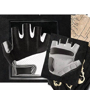 Gants de cyclisme demi-doigts DAIZEN STAR respirants en nylon et coton, antidérapants, fermeture auto-agrippante, unisexe, été, gris et noir - Product Image 2