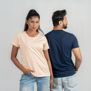 <b>Women's</b> <b>Cream</b> Solid Color round Neck Short Sleeve <b>T</b>-<b>Shirt</b> Regular Fit 100% combed Cotton Jersey Casual Style All Seasons Wear - Product Image 6
