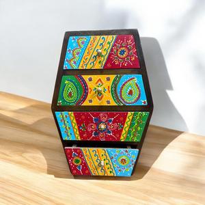 Mini commode en bois peinte à la main, colorée, faite à la main, organisateur de rangement décoratif, coffre de table pour la décoration intérieure - Product Image 4