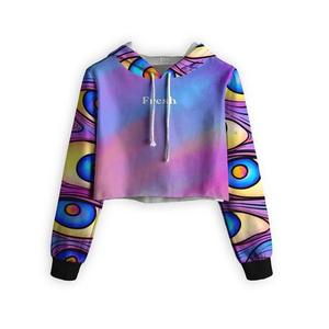 Sudadera Corta con Estampado Floral para Mujer, Blanca con Diseño de Rosas Azules, Tejida, Estilo Urbano Otoñal, Manga Regular, Sin Forro - Product Image 5